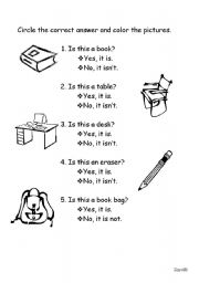 English Worksheet: Classroom objects