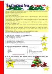 English Worksheet: The Christmas tree: a happy tale