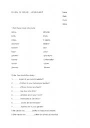 English worksheet: Plural of nouns