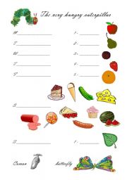 English Worksheet: The very hungry caterpillar