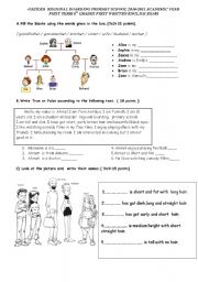 English Worksheet: 6 th grade exam