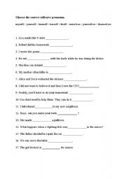 English Worksheet: reflexive pronouns