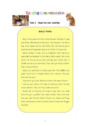 English Worksheet: Reading comprehension - Marys family