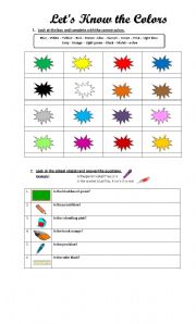 English worksheet: Lets know the colors