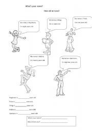 English Worksheet: Whats your name? / How old are you?