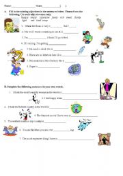 English worksheet: useful adjectives