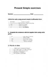 English Worksheet: Simple Present Exercises