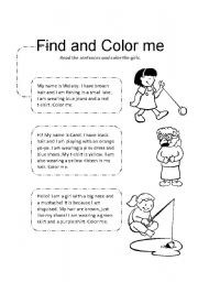 English Worksheet: Find and color me