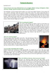 Reading comprehension - Natural Disasters