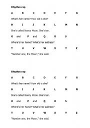 English worksheet: ABC Rap