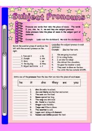 English Worksheet: Subject Pronouns