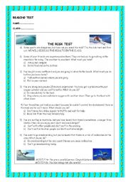 English Worksheet: Reading Text - THE RISK TEST