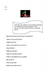 English worksheet: Reading exercise