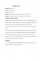 English worksheet: Lesson Plan(Should-Shouldnt)