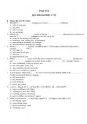 English Worksheet: Lexical-grammar Test (pre-intermediate)