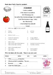 English Worksheet: A Sandwich