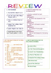 English Worksheet: PRESENT SIMPLE REVIEW