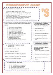 English Worksheet: THE POSSESSIVE CASE