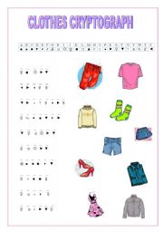 English Worksheet: clothes cryptograph
