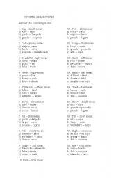 English Worksheet: Opposite adjectives