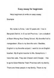 English Worksheet: Easy Essay