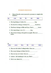 English worksheet: possesive pronoun