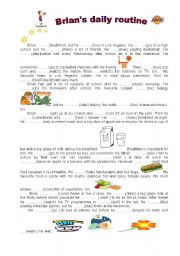 English Worksheet: Brian s daily routine