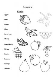 English Worksheet: Fruits