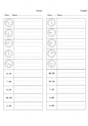 English Worksheet: Telling the time