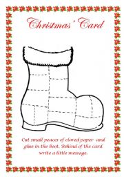 English Worksheet: Christmas card - boot