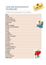Love and Relationships Vocabulary