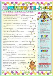 English Worksheet: PREPOSITIONS OF TIME 
