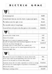 English Worksheet: Dictrio game II