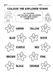 English Worksheet: Colour the Explorer Stars