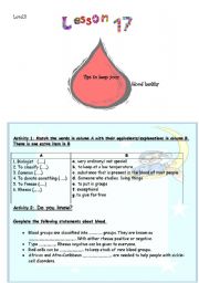 English Worksheet: Blood donation