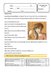 English Worksheet: 5 th grade test