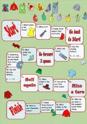 English Worksheet: Clothes & Colours boardgame