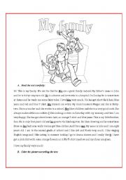 English Worksheet: My family