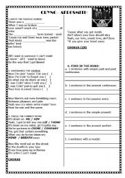 English Worksheet: Review of Verb Tenses - Song: Cryin
