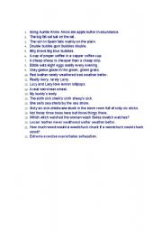 English Worksheet: Pronunciation Tongue Twisters