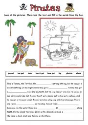 English Worksheet: pirates - physical description - parts of the body