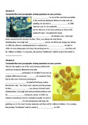 English Worksheet: Vincent Van Gogh - reading pair work