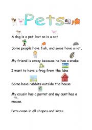 English Worksheet: Pets