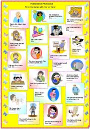 Possessive Pronouns - His or Hers (with B/W and answer key)**fully editable