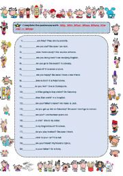 English Worksheet: Why, Who, What, When, Where, How old  or Whose.