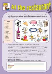 English Worksheet: At the restaurant 2