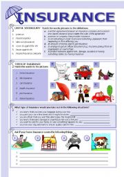 English Worksheet: Insurance