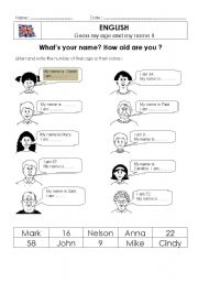 English Worksheet: TELL YOUR NAME AND AGE;