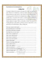 English Worksheet: Holiday Home