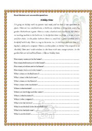 English Worksheet: Holiday Home